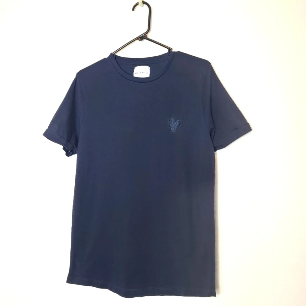 INIMIGO Men's Classic Heart Embroidered Tee Blue - Picture 2 of 7